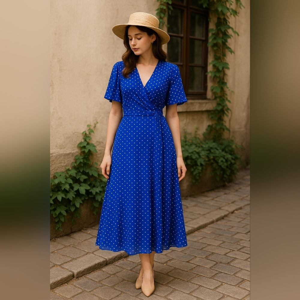 Lauren Ralph Lauren Polka Dot Dress – Vintage Chic, Feminine, Elegant Midi